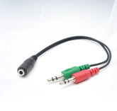 3.5 mm Dişi Aux 2 Mikrofon Kulaklık Girişli Aux Splitter Kablo