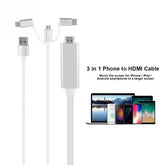 3 in 1 HDMI Type-C iPhone Micro USB Görüntü Aktarıcı MHL Kablo