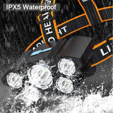 4 Modlu Kafa Lambası USB Şarj Edilebilir Led Fener Dahili Pilli Su Geçirmez