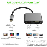 4in1 Type-C to VGA 4K HDMI 3.0 USB PD Çevirici Dönüştürücü Adaptör
