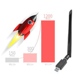 AC 1200 Dual Band USB 3.0 Mbps Adaptör Kablosuz Wifi Alıcı