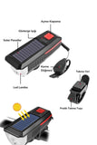 Güneş Enerjili Usb Şarjlı Bisiklet Lambası Solar Fener Ön Far Işık Aydınlatma Kornalı
