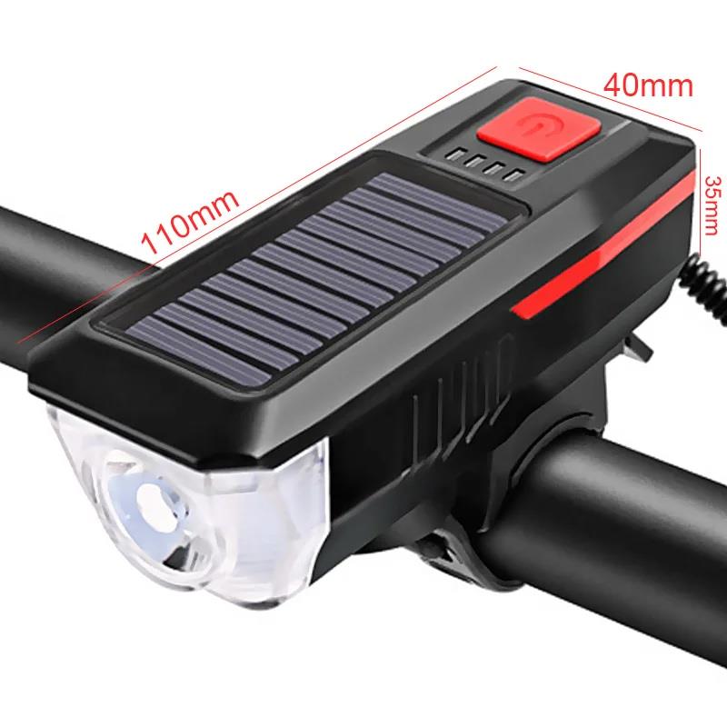 Güneş Enerjili Usb Şarjlı Bisiklet Lambası Solar Fener Ön Far Işık Aydınlatma Kornalı Güneş Enerjili Usb Şarjlı Bisiklet Lambası Solar Fener Ön Far Işık Aydınlatma Kornalı