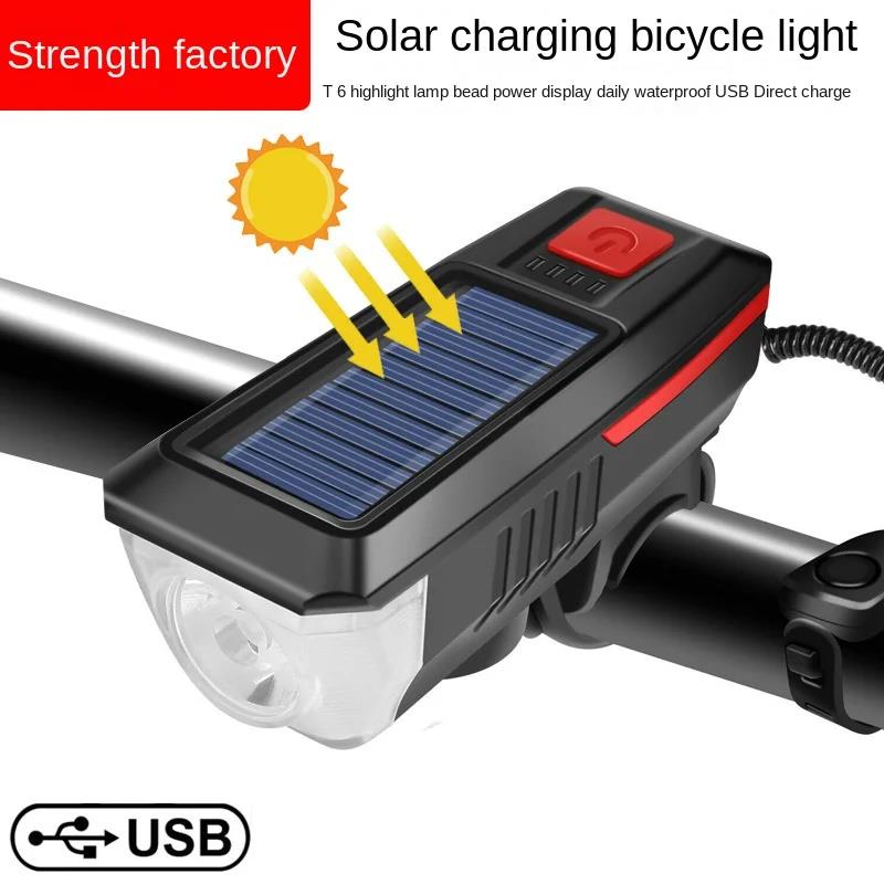 Güneş Enerjili Usb Şarjlı Bisiklet Lambası Solar Fener Ön Far Işık Aydınlatma Kornalı Güneş Enerjili Usb Şarjlı Bisiklet Lambası Solar Fener Ön Far Işık Aydınlatma Kornalı