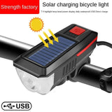 Güneş Enerjili Usb Şarjlı Bisiklet Lambası Solar Fener Ön Far Işık Aydınlatma Kornalı