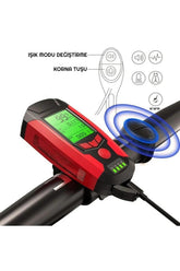 Bisiklet Led Fener Alarm Siren Km Hız Göstergesi Sayacı Su Geçirmez Lcd İkaz Lambası Işıldak Çok Fonksiyonlu