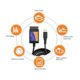 ELM327 OBD2 Kablolu USB Girişli Araç Oto Arıza Tespit Cihazı V1.5