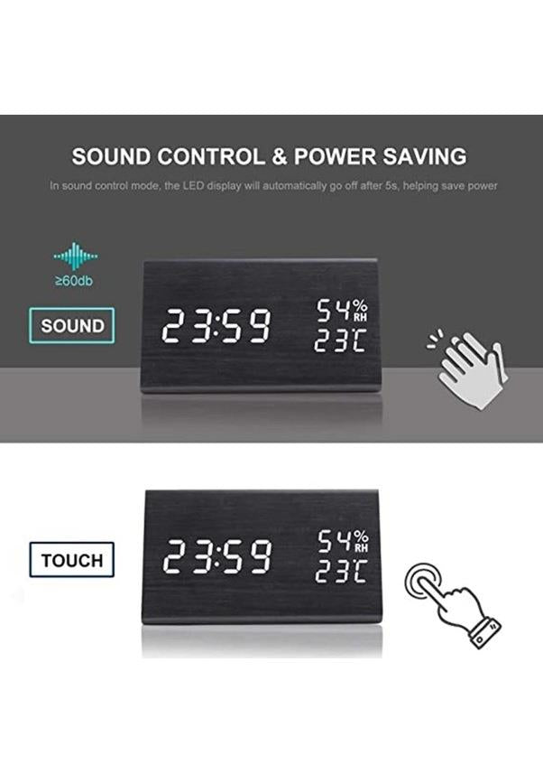 LED Ekranlı Dijital Üçgen Ahşap Masa Saati Alarm Takvim Ses Komutlu LED Ekranlı Dijital Üçgen Ahşap Masa Saati Alarm Takvim Ses Komutlu
