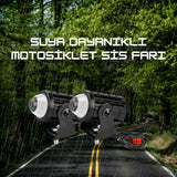 Motosiklet Sis Farı Kiti 2 Li Set Kumanda Mercekli Yüksek Işıklı Beyaz ve Sarı Işık