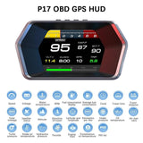 P17 Hız Ölçer HUD OBD2 Araç Bilgisayarı GPS Çift Sistemli Dijital Kilometre Su Yağ Sıcaklığı