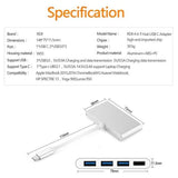 Type-C USB 3.0 3 Port Çoklayıcı Dönüştürücü Çevirici Macbook