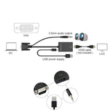 Vga To Hdmı Kablo Dönüştürücü Converter Görüntü Ve Ses Çevirici