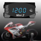 Volmetre Termometre Saat Motosiklet Dijital Elektronik Led Ekranlı 3 Özellikli