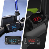 Volmetre Termometre Saat Motosiklet Dijital Elektronik Led Ekranlı 3 Özellikli