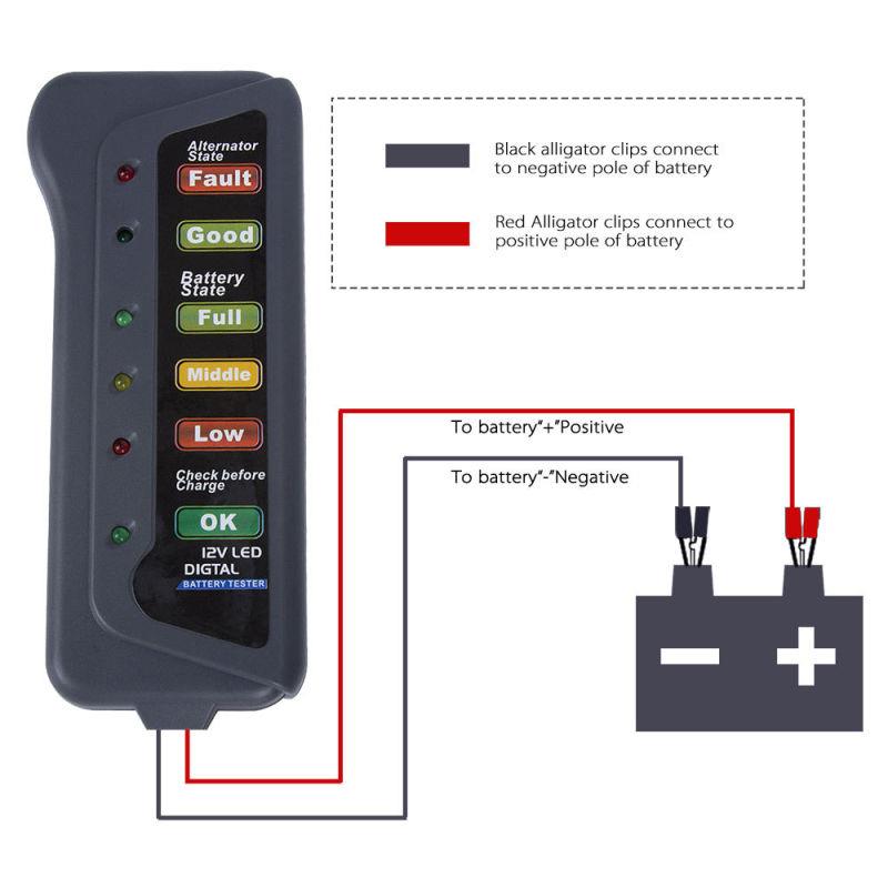 Akü Test Cihazı 12 Volt Batarya Test Ölçme Alternatör Kontrol