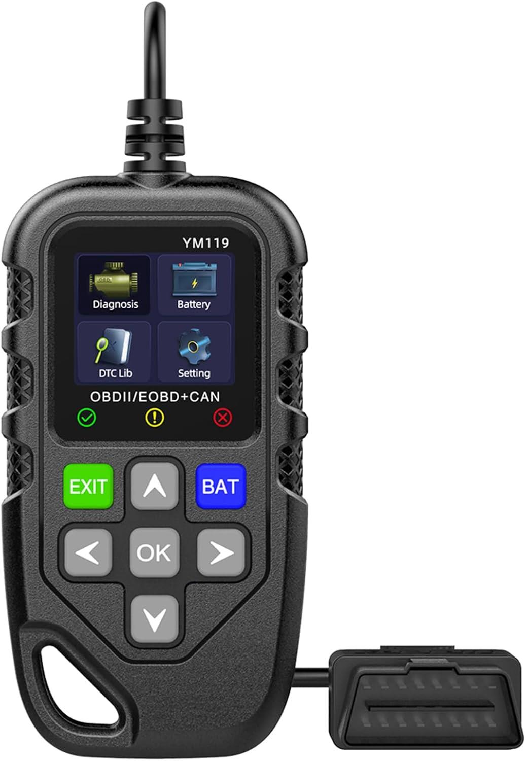 Arıza Tespit Silme Akü Test Ölçme Cihazı YM119 EOBD OBD2 Otomatik Dijital Ekranlı