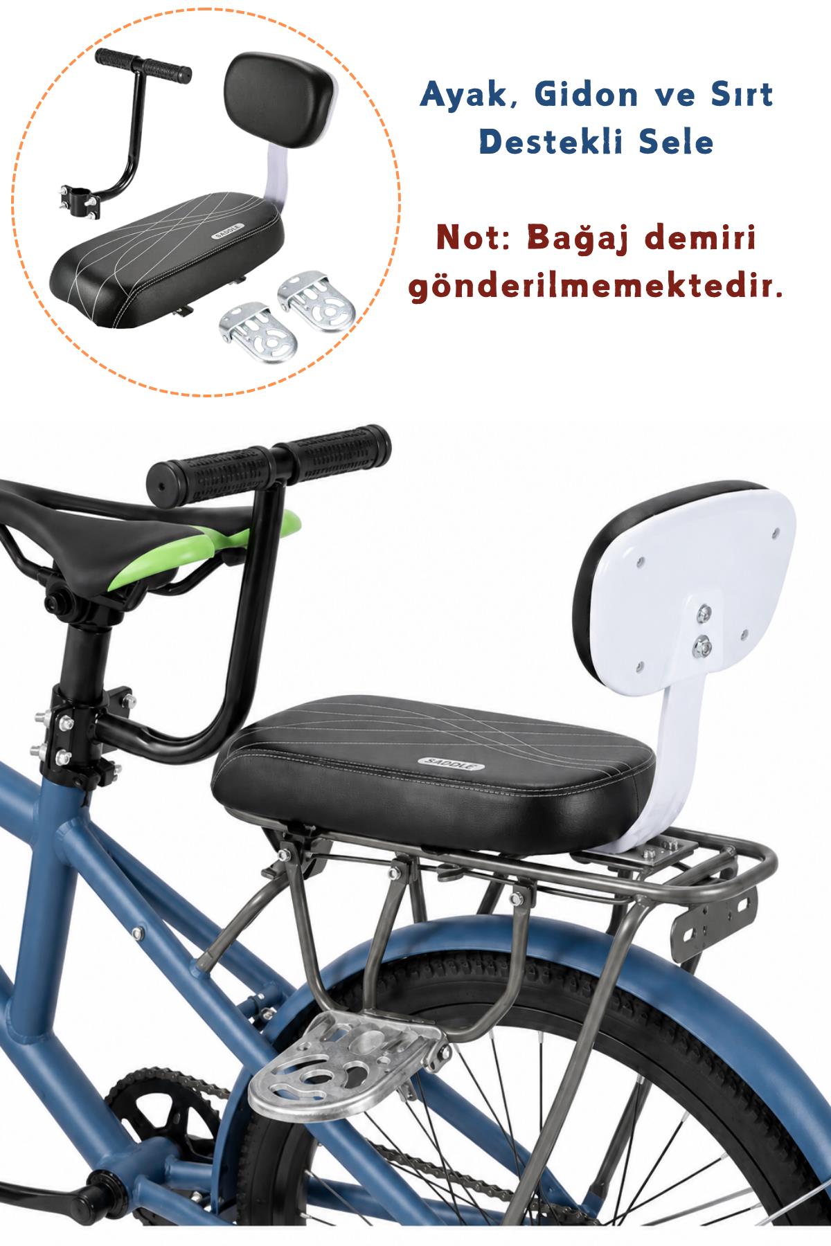Bisiklet Çocuk Arka Koltuk Seti Ayak Sırt Destekli Gidonlu Sele Koltuğu