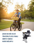 Bisiklet Çocuk Koltuğu Selesi Elektrikli Bisiklet Uyumlu Emniyet Kemerli Taşıyıcı Kadro Bağlantılı
