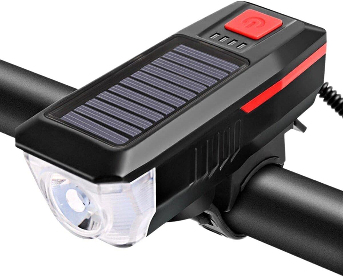 Güneş Enerjili Usb Şarjlı Bisiklet Lambası Solar Fener Ön Far Işık Aydınlatma Kornalı