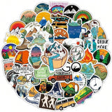 Kamp Sticker Seti Etiket Yapışkanlı 50 Adet Outdoor Su Geçirmez Yapışkanlı