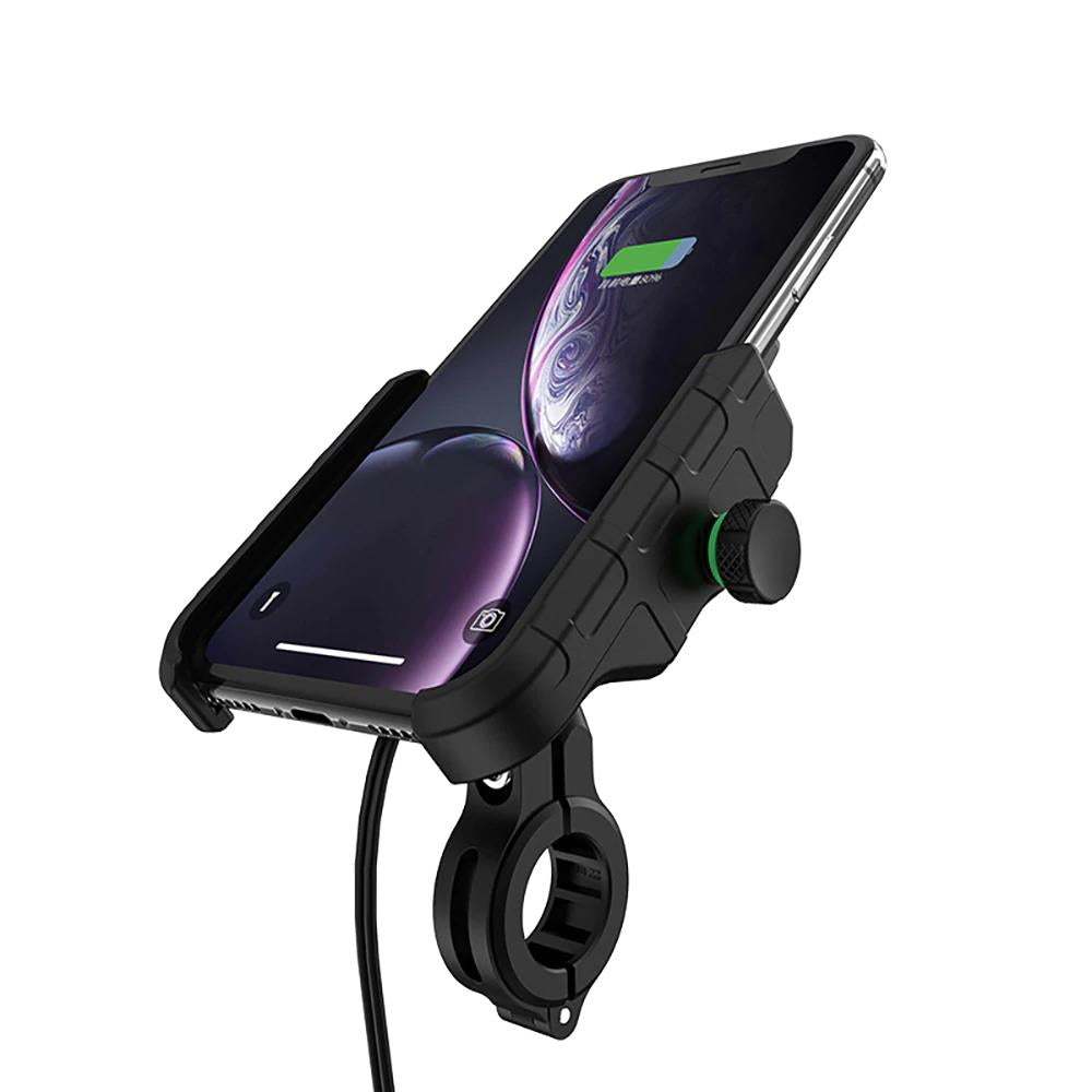 Kewiq Motosiklet QC 3.0 USB Hızlı Şarj Telefon Tutucu Ayna ve Gidon Uyumlu