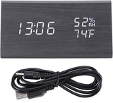 LED Ekranlı Dijital Üçgen Ahşap Masa Saati Alarm Takvim Ses Komutlu