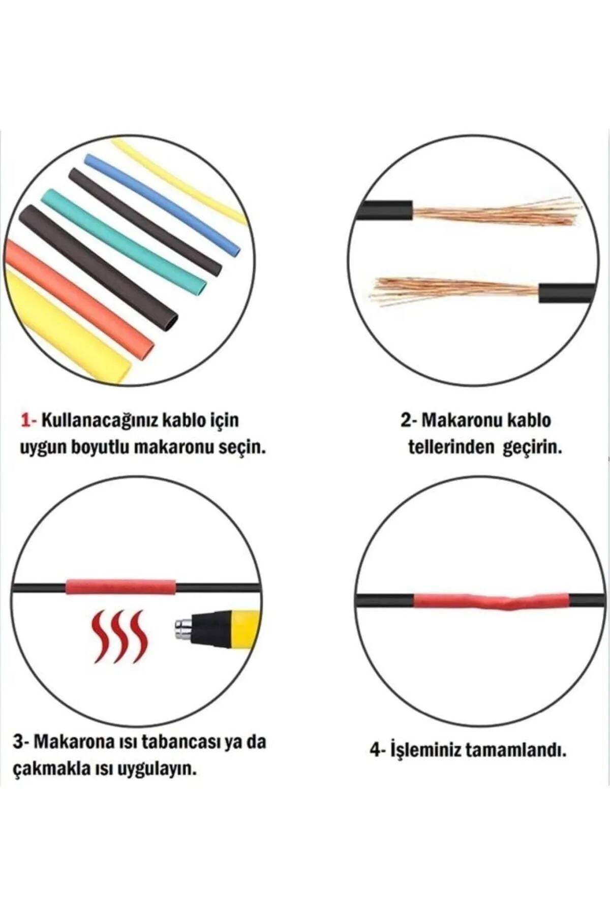 Makaron 580 Parça Renkli Daralan Tamir Kiti Seti Kutulu Kablo Koruyucu Açık Kapatma Aparatları