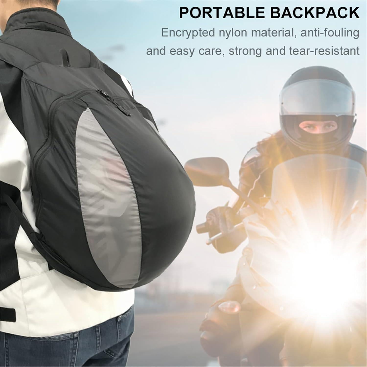 Reflektörlü Motosiklet Kask Sırt Çantası Portatif Sırt Çantası