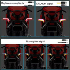 Motosiklet Sarı-Kırmızı Renk Çift Sinyal Ledi Takımı Kayar Drl Uyumlu Sinyal Işığı