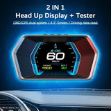 P17 Hız Ölçer HUD OBD2 Araç Bilgisayarı GPS Çift Sistemli Dijital Kilometre Su Yağ Sıcaklığı