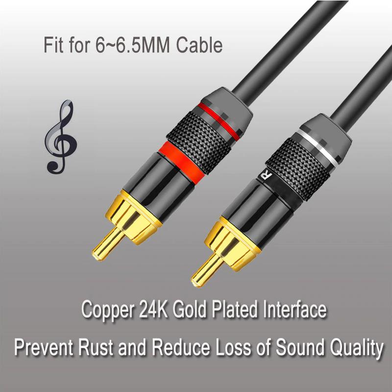 RCA Erkek Konnektör 6.5 mm Kablo Bağlama Adaptörü Altın Kaplamalı