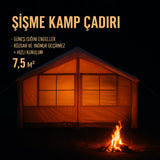 Şişme Kamp Çadırı 5 Mevsim 300x250x210 cm 4-6 Kişilik Çadır Pompalı Baca Çıkışlı Tavan Manzaralı