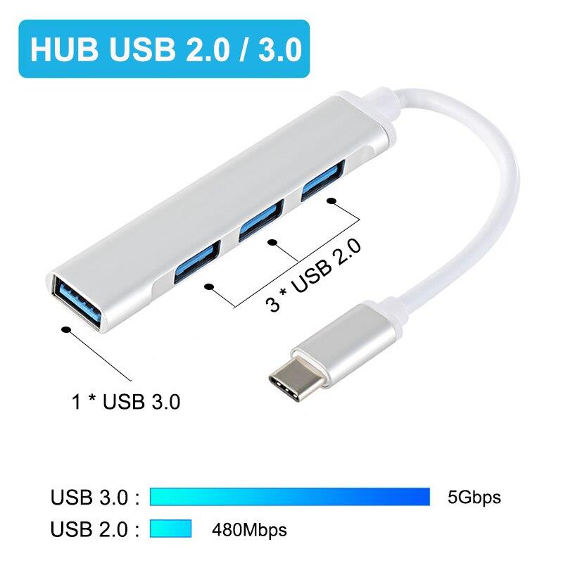 Type-C to 4 Port USB 3.0 Çoklayıcı Dönüştürücü Adaptör OTG