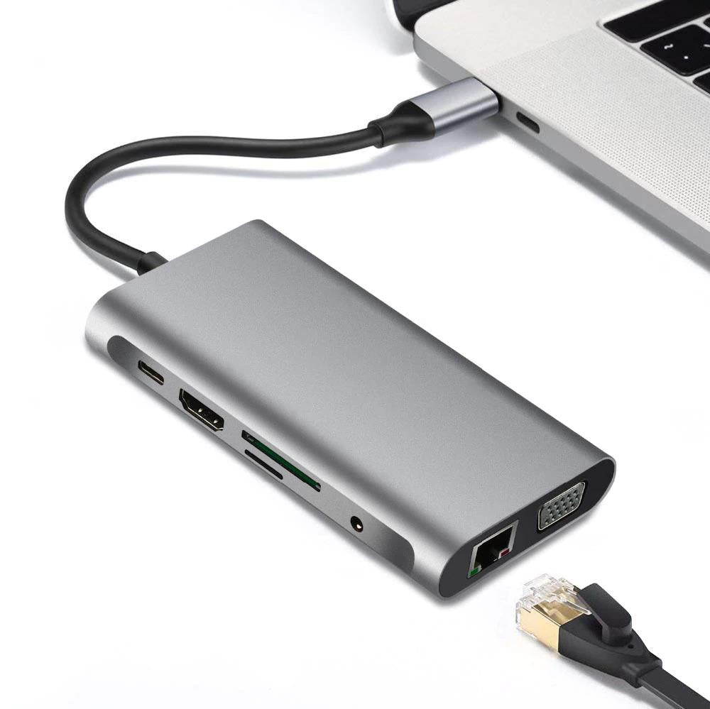 Type-C to Ethernet VGA 4K HDMI SD Kart Ethernet USB 3.0 Çoklayıcı