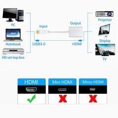 USB 3.0 to HDMI Çevirici Dönüştürücü Kablo Adaptör BW2607